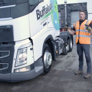 Driver next to lorry